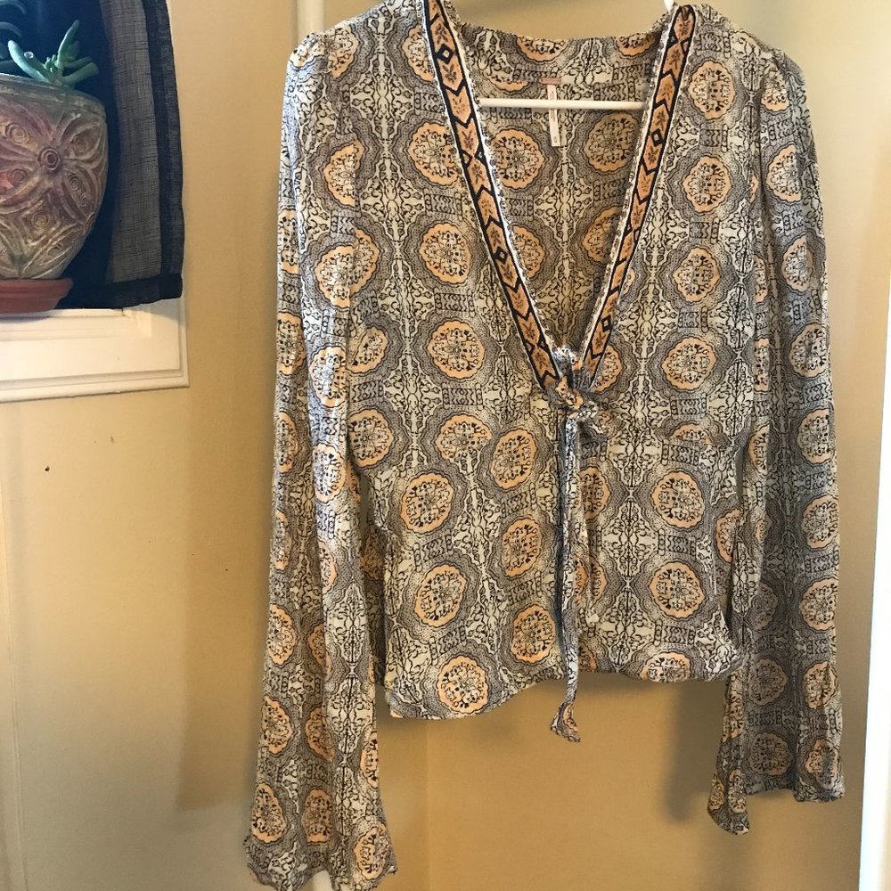 Free People Plunge Neck Blouse